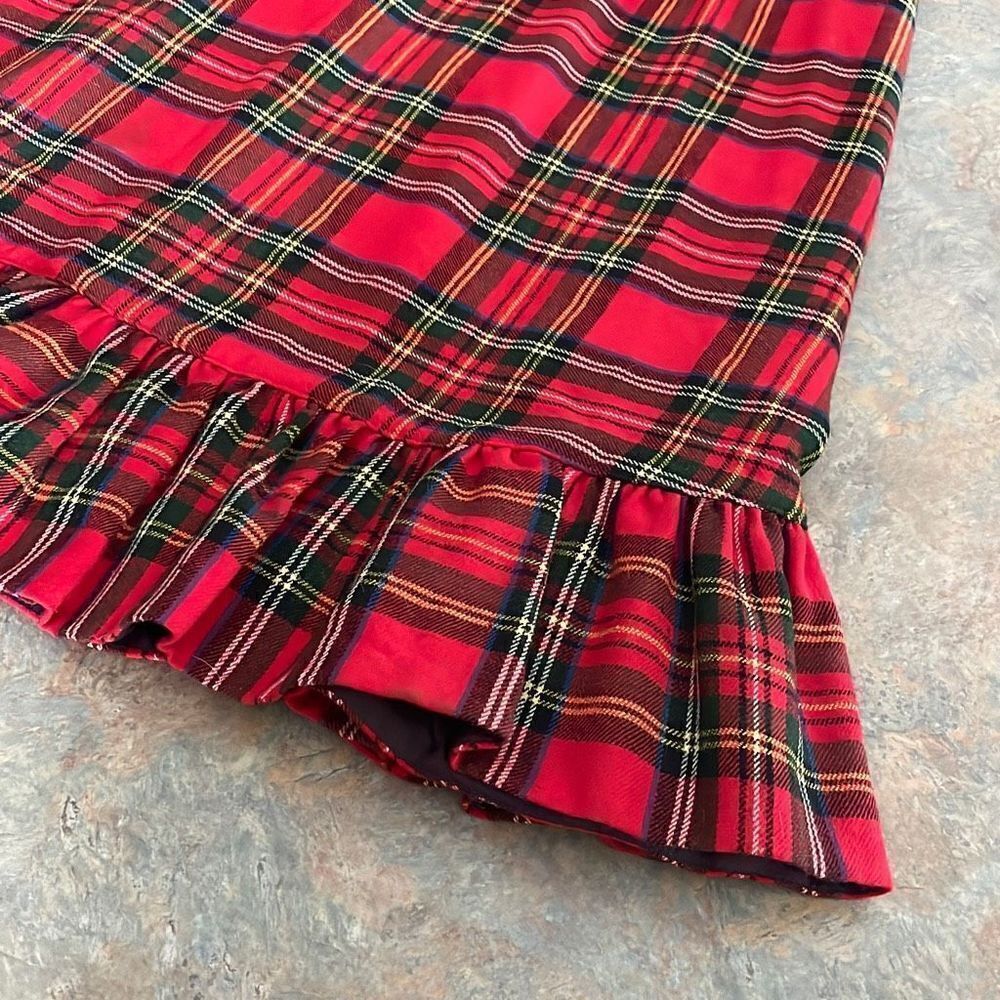 Vintage Tartan Plaid Wool Pencil Skirt with Ruffle detail Sz 8 with belt - Picture 3 of 11